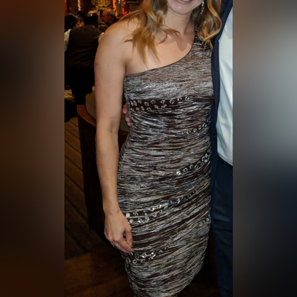 Elegant Bronze One-Shoulder Dress